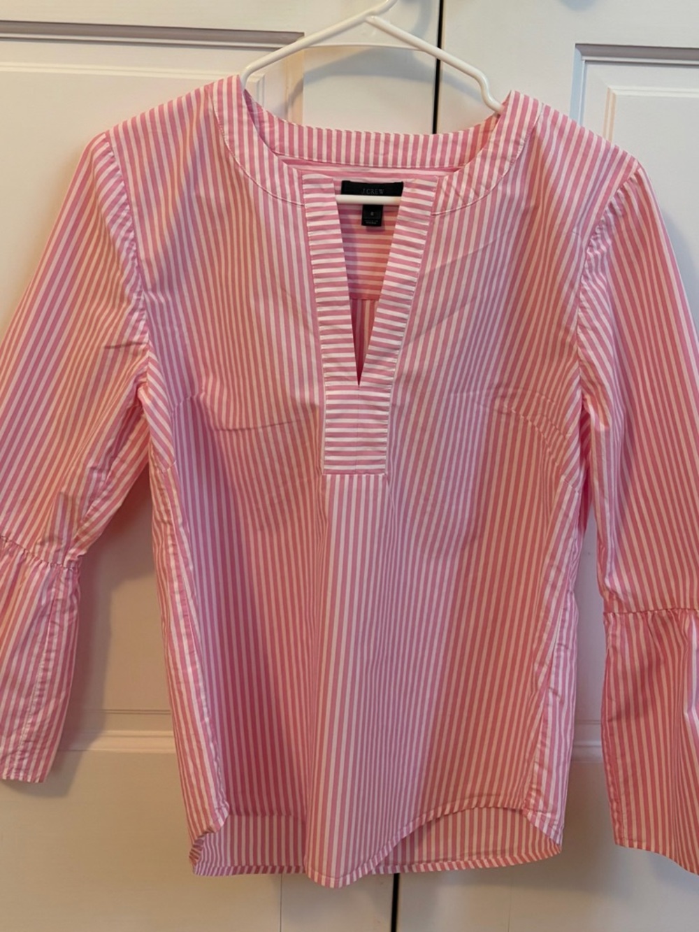 J. Crew Pink and White Striped Tunic Top